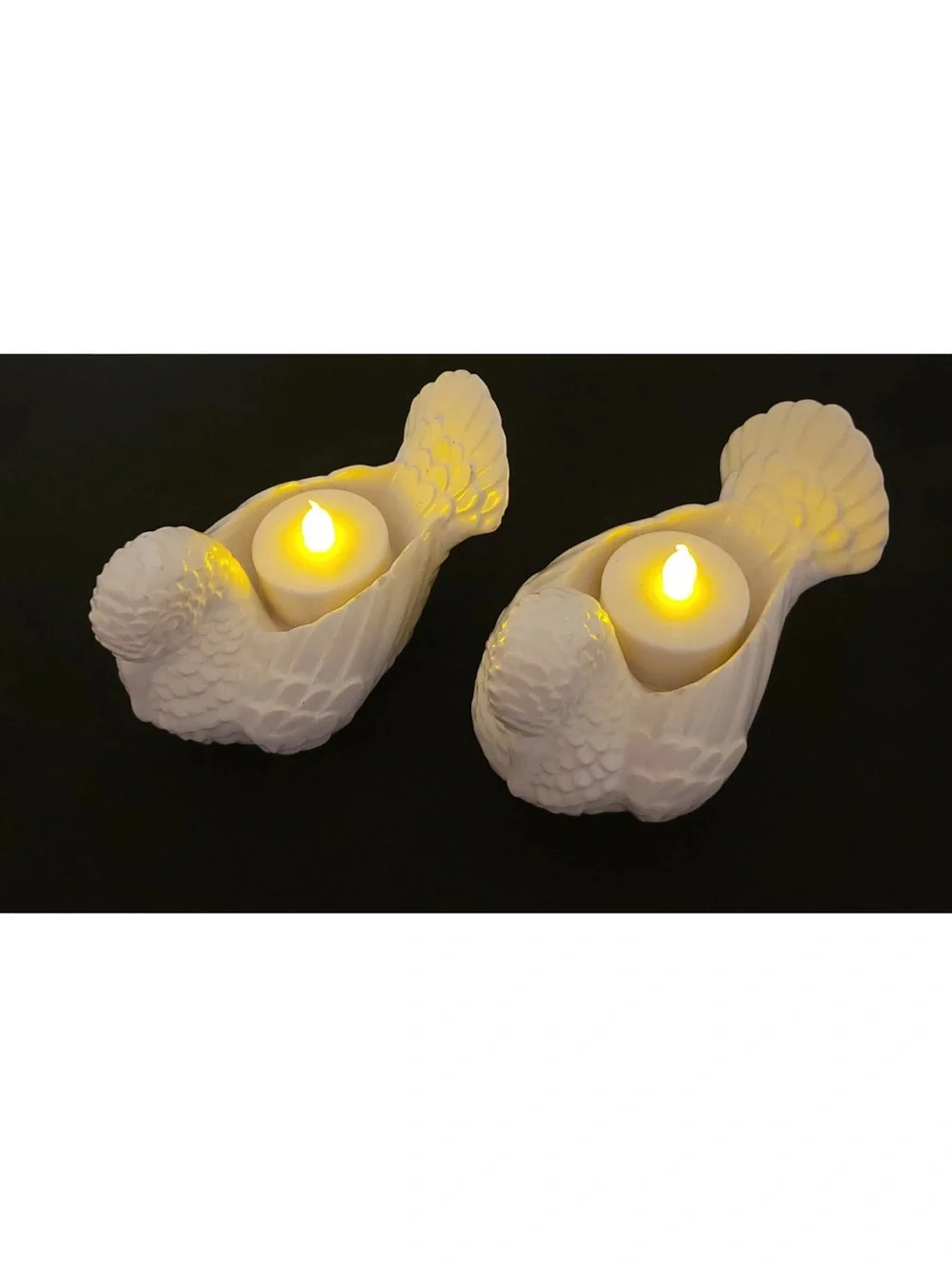 50%offw❤️ Pair of vintage '81 ceramic dove love birds votive candle holders p08